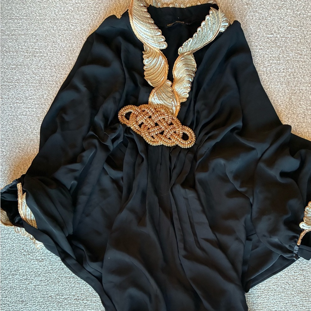 Elegant Black and Gold Kaftan